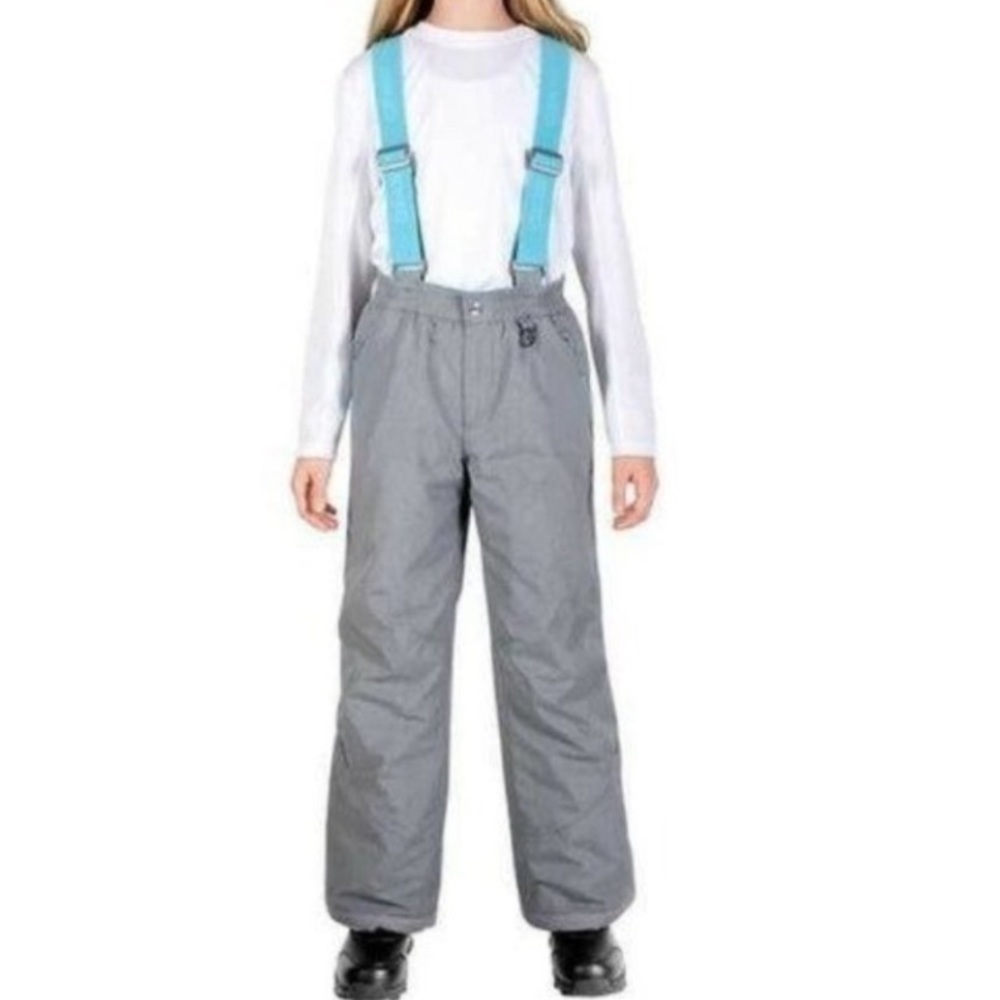 Gerry Girls Gray and Turquoise Insulated Snow Ski Pants w/Suspenders -Sz L 14/16